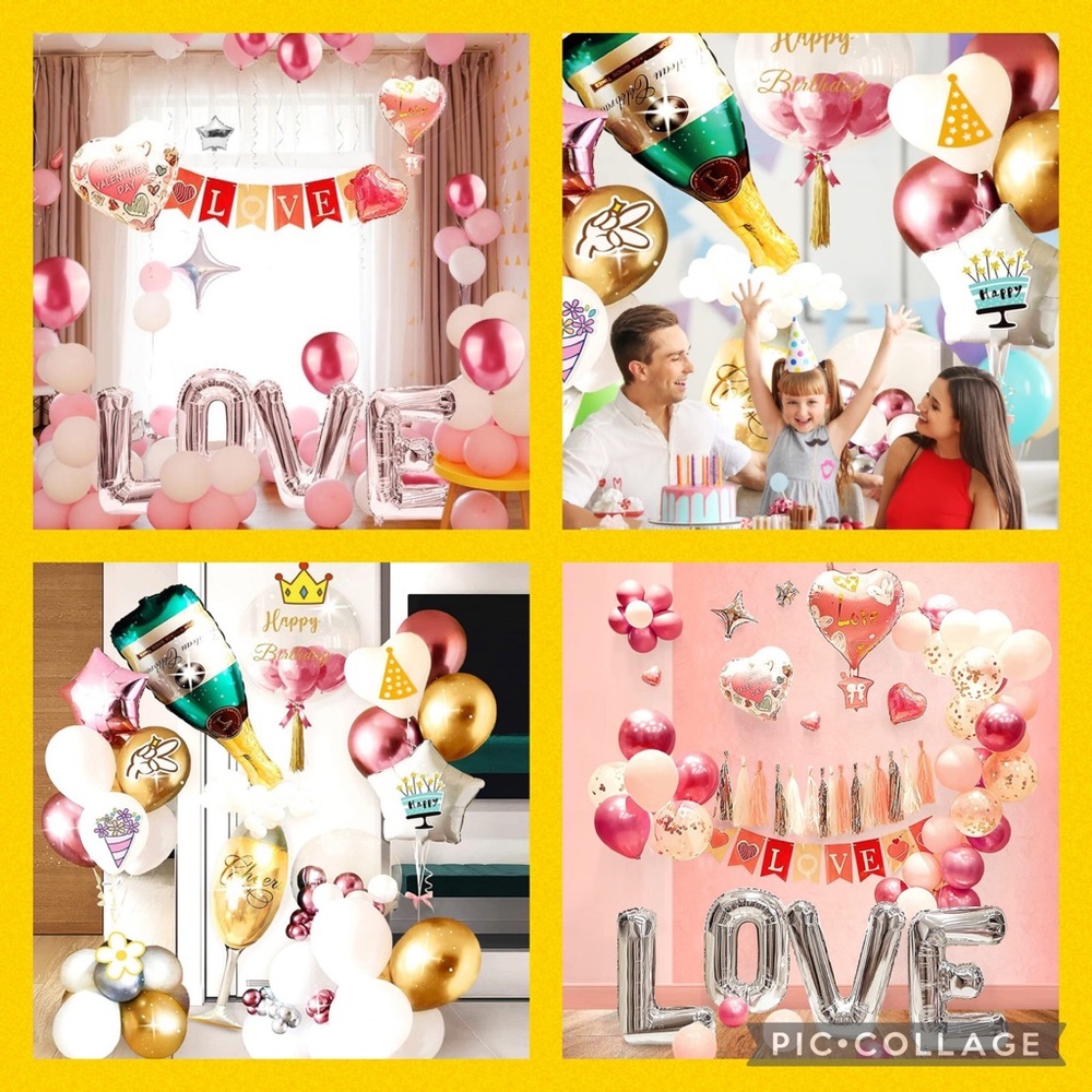 NEW! Bundle of 2 ABXMAS Birthday & Love Themed Balloons Decoration Set